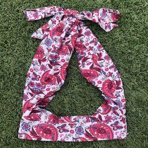 Pink Multicolor Paisley Crossover Top